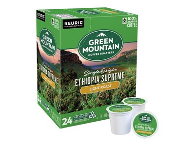Green Mountain Ethiopia Supreme Caffeinated Coffee, Keurig® K-Cup® Pods, Light Roast, 24/Box (384886)