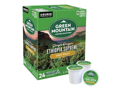 Green Mountain Ethiopia Supreme Caffeinated Coffee, Keurig® K-Cup® Pods, Light Roast, 24/Box (384886)