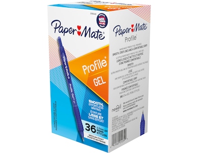 Paper Mate Profile Retractable Gel Pen, Medium Point, Blue Ink, 36/Pack (2095449)