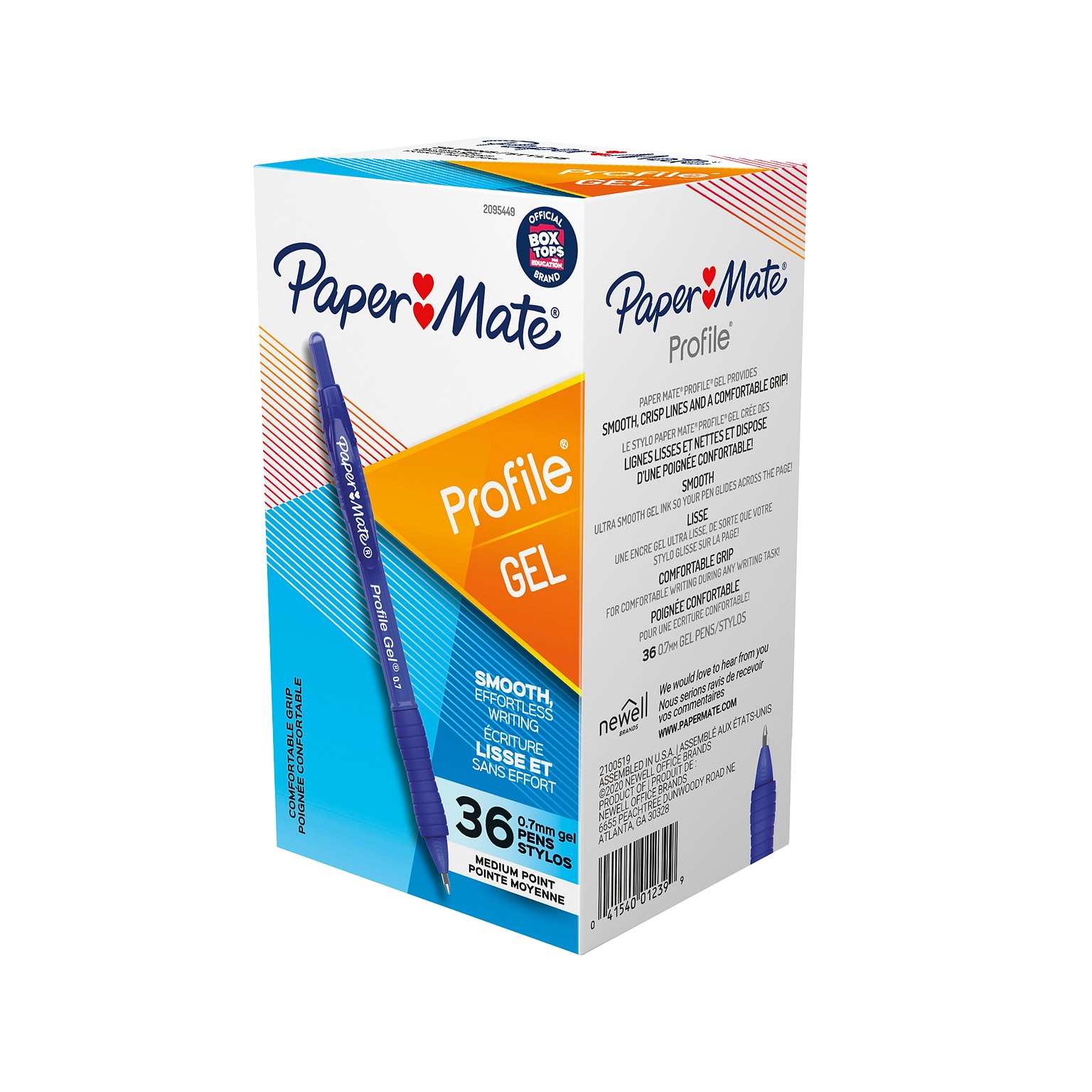 Paper Mate Profile Retractable Gel Pen, Medium Point, Blue Ink, 36/Pack (2095449)
