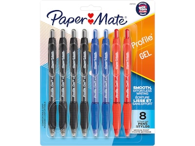 UPC 041540012351 product image for Paper Mate Profile Retractable Gel Pen, Medium Point, Assorted Ink, 8/Set (20970 | upcitemdb.com