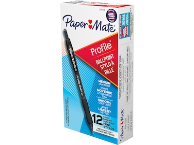 Paper Mate Profile Retractable Ballpoint Pen, Medium Point, Black Ink, Dozen (2095470)