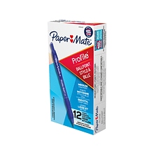 Paper Mate Profile Retractable Ballpoint Pen, Medium Point, Blue Ink, Dozen (2095462)