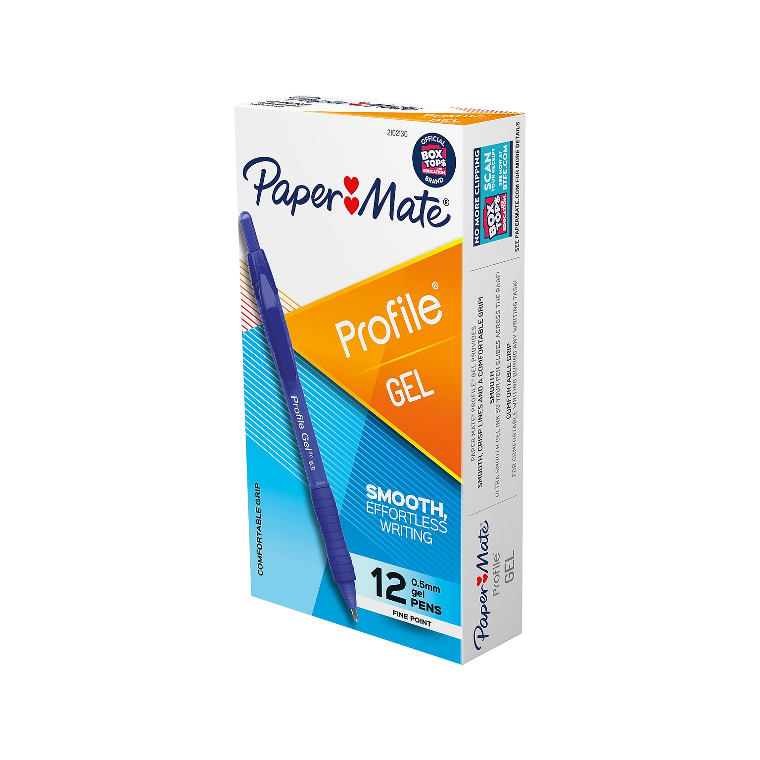 Paper Mate Profile Retractable Gel Pen, Fine Point, Blue Ink, Dozen (2102130)