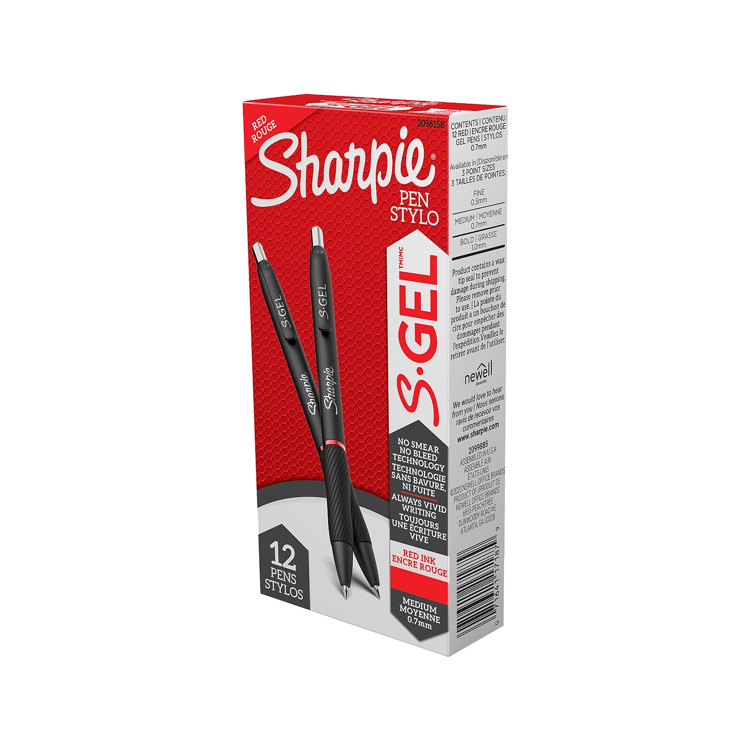 Sharpie S-Gel Retractable Gel Pen, Medium Point, Red Ink, Dozen (2096158)