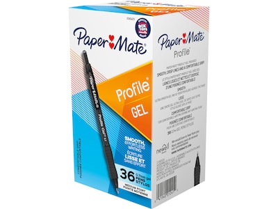 Paper Mate Profile Retractable Gel Pen, Medium Point, Black Ink, 36/Pack (2095473)