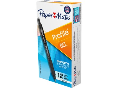 Paper Mate Profile Retractable Gel Pen, Bold Point, Black Ink, Dozen (2095465)