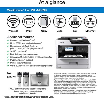 Epson WorkForce Pro WF-M5799 Wireless Black & White Inkjet All-In-One Printer (C11CG04201)