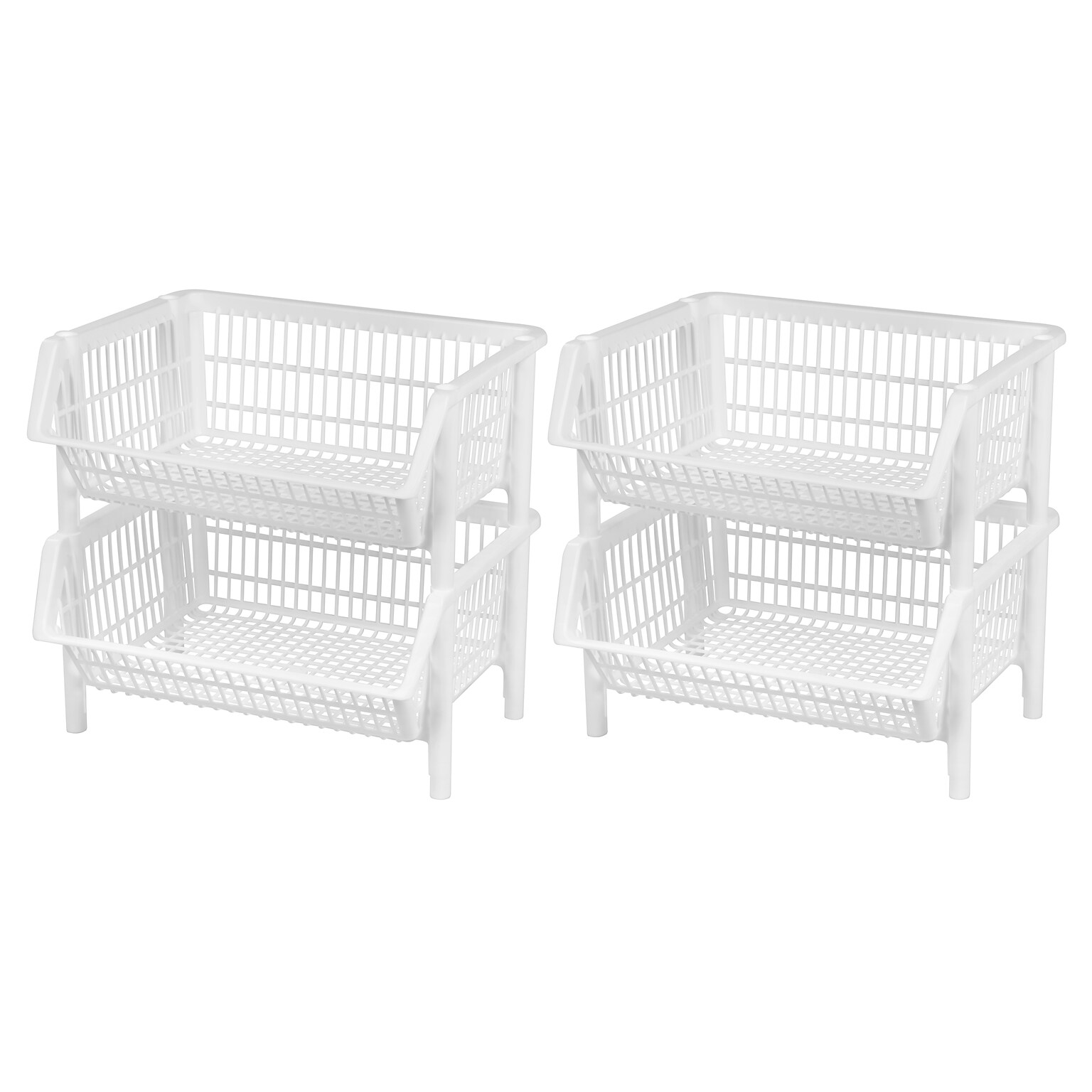 IRIS Stacking Basket, Jumbo, White, 4 Pack (585100)