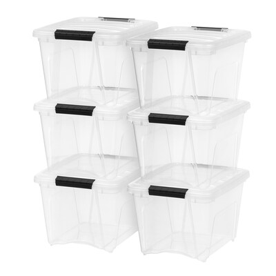 IRIS Stack & Pull 19 Qt., Latch Lid Storage Tote, Clear, 6 Pack (588250)