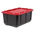IRIS Utility Tough Tote, 108 Qt., Latch Lid Storage Tote, Black and Red, 4 Pack (589092)