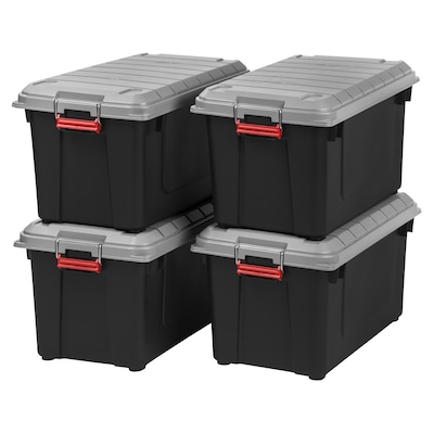 IRIS Store-It-All, 82 Qt., Latch Lid Storage Tote, Black, 4 Pack (585752)