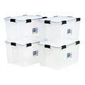 IRIS WEATHERTIGHT Storage Box, 74 Qt., Latch Lid Storage Tote, Clear, 4 Pack (585855)