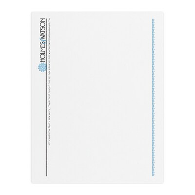 Custom 1 & 2 Color Letterhead, 8.5 x 11, 25% Cotton Writing 24# Stock, 2 Standard Inks, Raised Pri