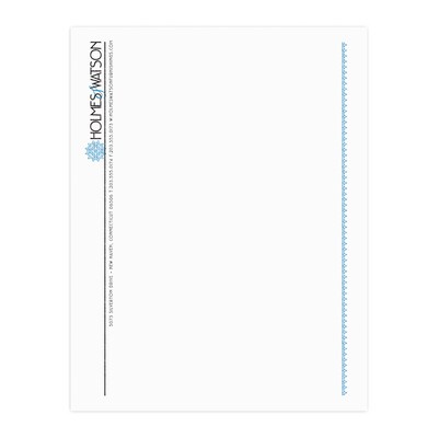 Custom 1 & 2 Color Letterhead, 8.5 x 11, Economy White Smooth 24# Stock, 2 Standard Inks, Raised P