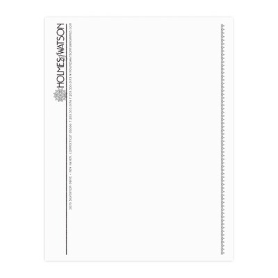 Custom 1 & 2 Color Letterhead, 8.5 x 11, Economy White Smooth 24# Stock, 1 Standard Ink, Raised Pr