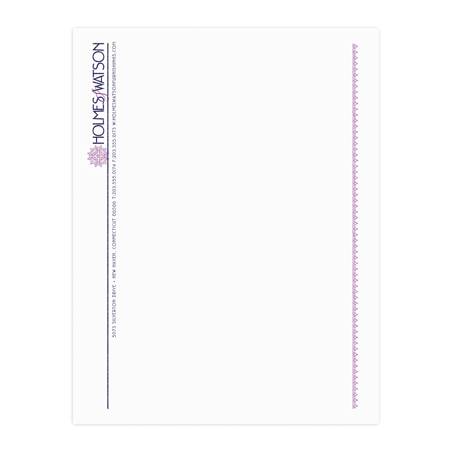 Custom 1 & 2 Color Letterhead, 8.5 x 11, Economy White Smooth 24# Stock, 2 Custom Inks, Raised Print