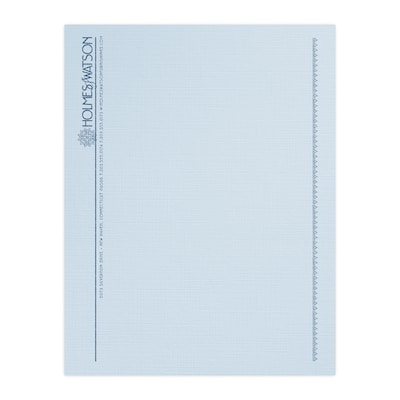 Custom 1 & 2 Color Letterhead, 8.5 x 11, CLASSIC® Linen Haviland Blue 24# Stock, 1 Custom Ink, Rai