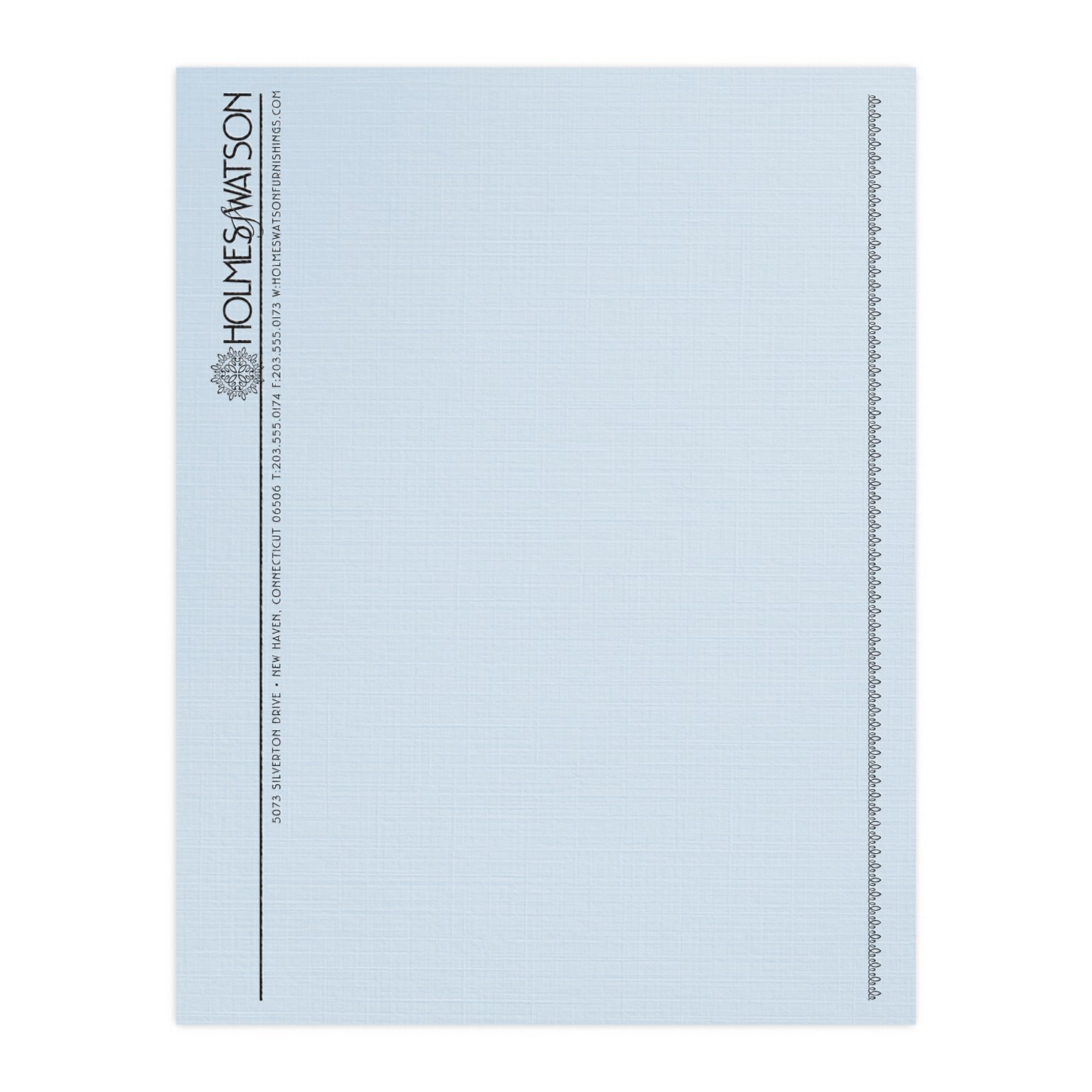 Custom 1 & 2 Color Letterhead, 8.5 x 11, CLASSIC® Linen Haviland Blue 24# Stock, 1 Standard Ink, Raised Print