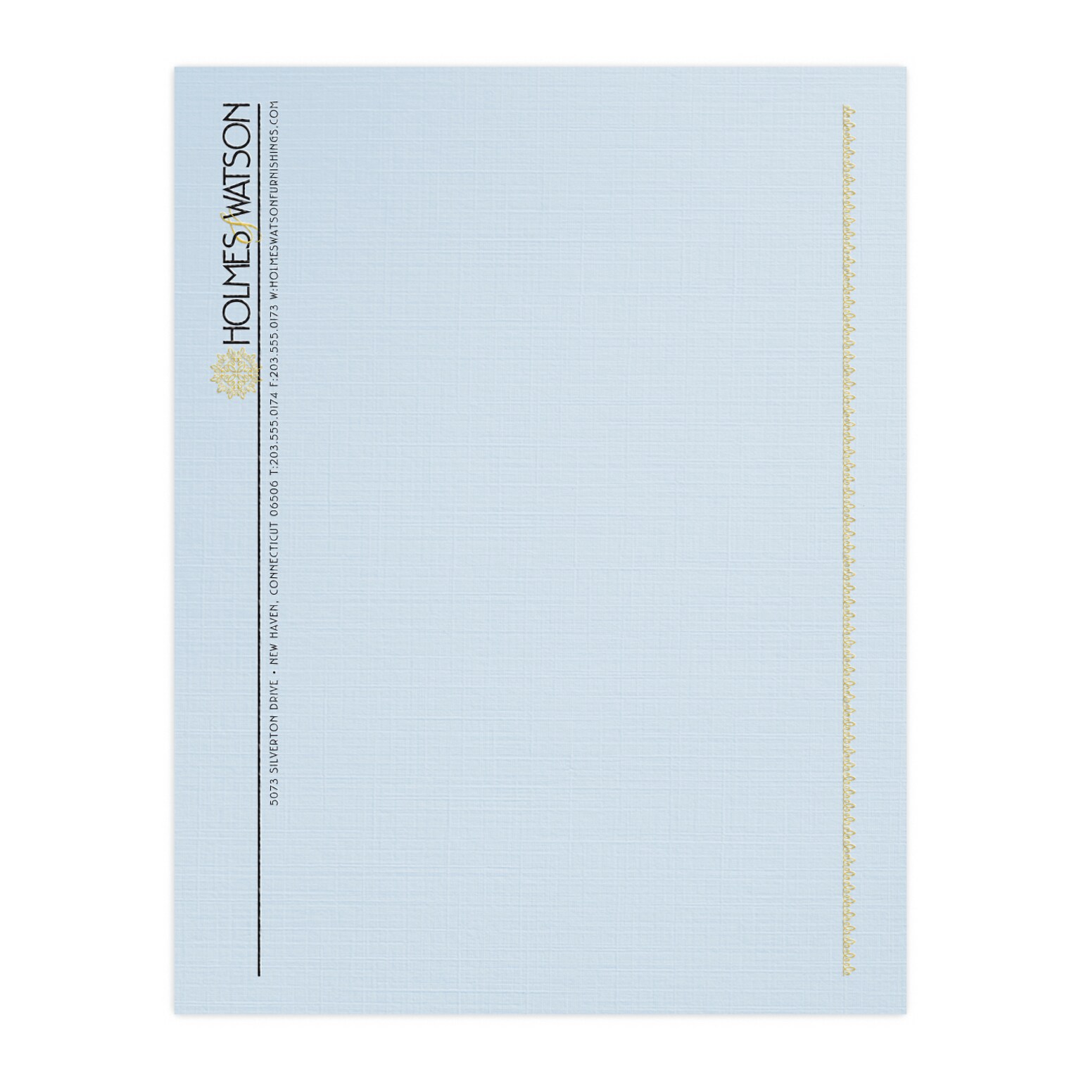 Custom 1 & 2 Color Letterhead, 8.5 x 11, CLASSIC® Linen Haviland Blue 24# Stock, 1 Standard and 1 Custom Inks, Raised Print