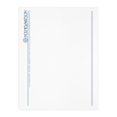 Custom 1 & 2 Color Letterhead, 8.5 x 11, CLASSIC® Laid Solar White 24# Stock, 1 Custom Ink, Raised