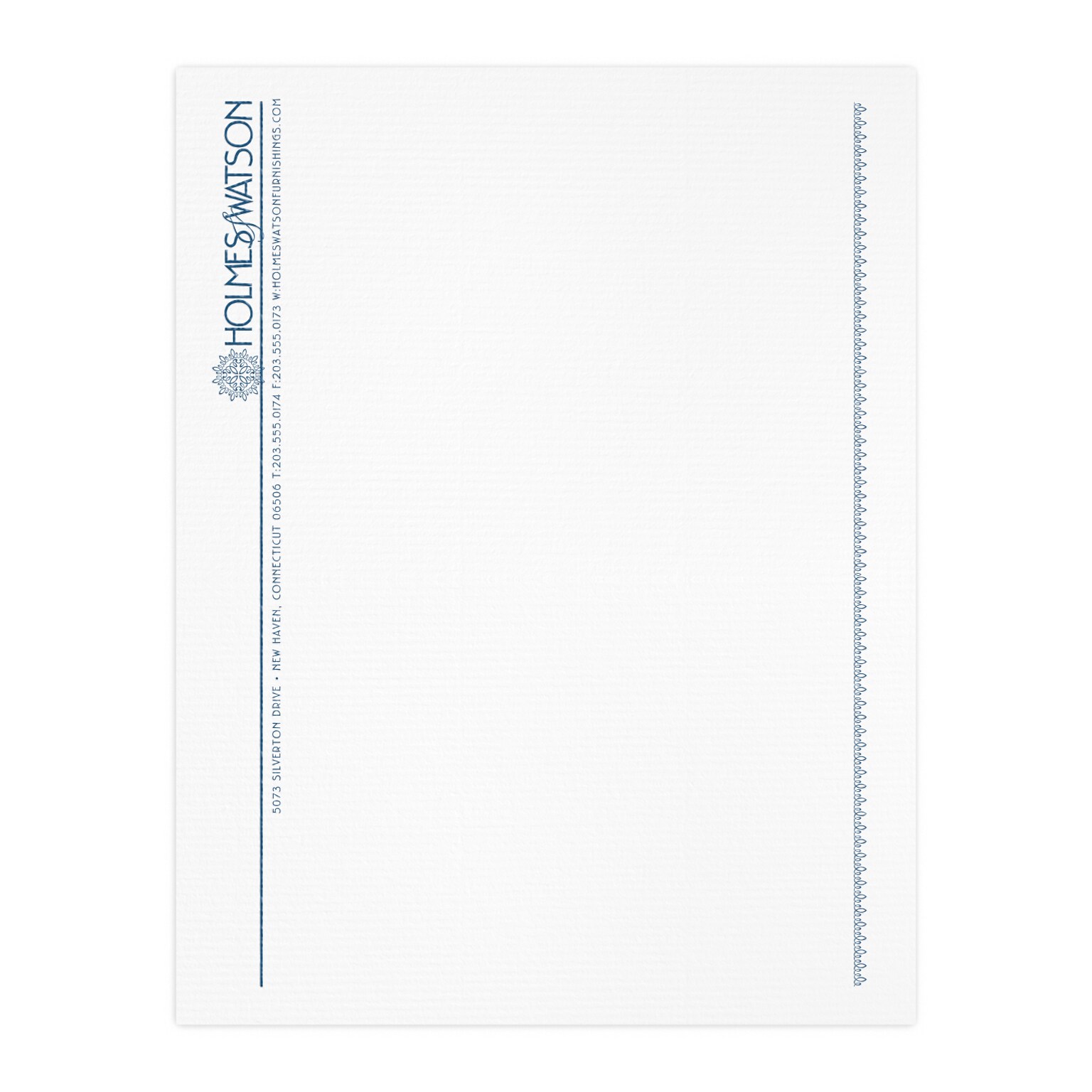 Custom 1 & 2 Color Letterhead, 8.5 x 11, CLASSIC® Laid Solar White 24# Stock, 1 Custom Ink, Raised Print
