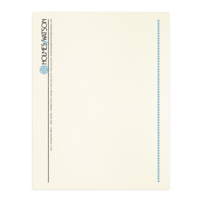 Custom 1 & 2 Color Letterhead, 8.5 x 11, CLASSIC® Laid Baronial Ivory 24# Stock, 2 Standard Inks,