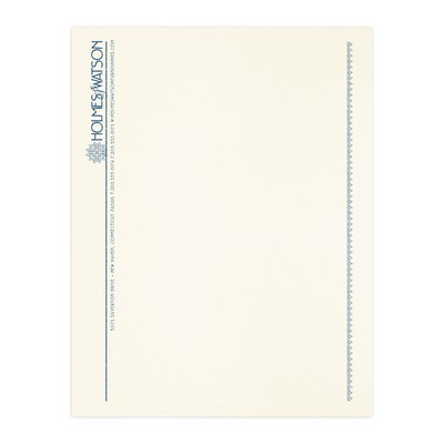Custom 1 & 2 Color Letterhead, 8.5 x 11, CLASSIC® Laid Natural White 24# Stock, 1 Custom Ink, Rais