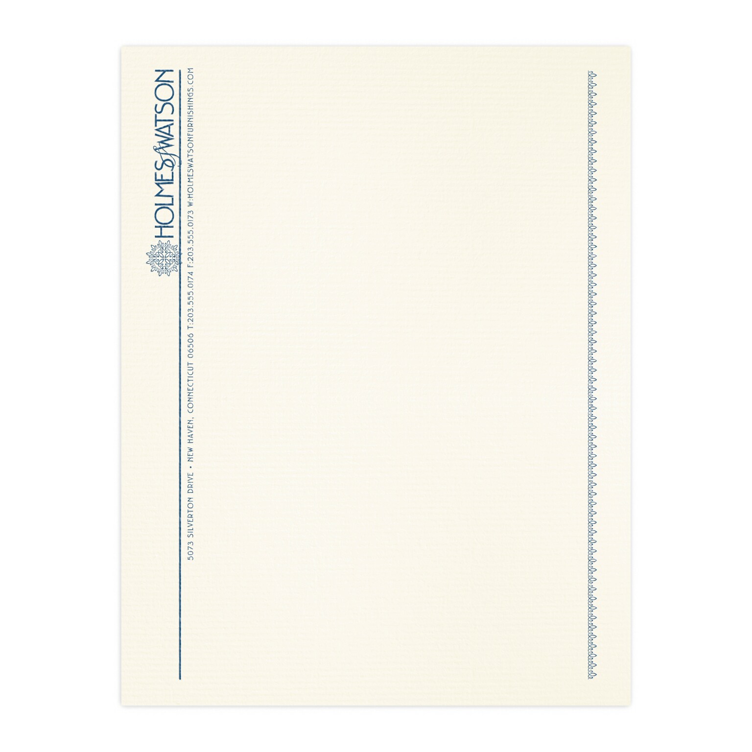 Custom 1 & 2 Color Letterhead, 8.5 x 11, CLASSIC® Laid Natural White 24# Stock, 1 Custom Ink, Raised Print