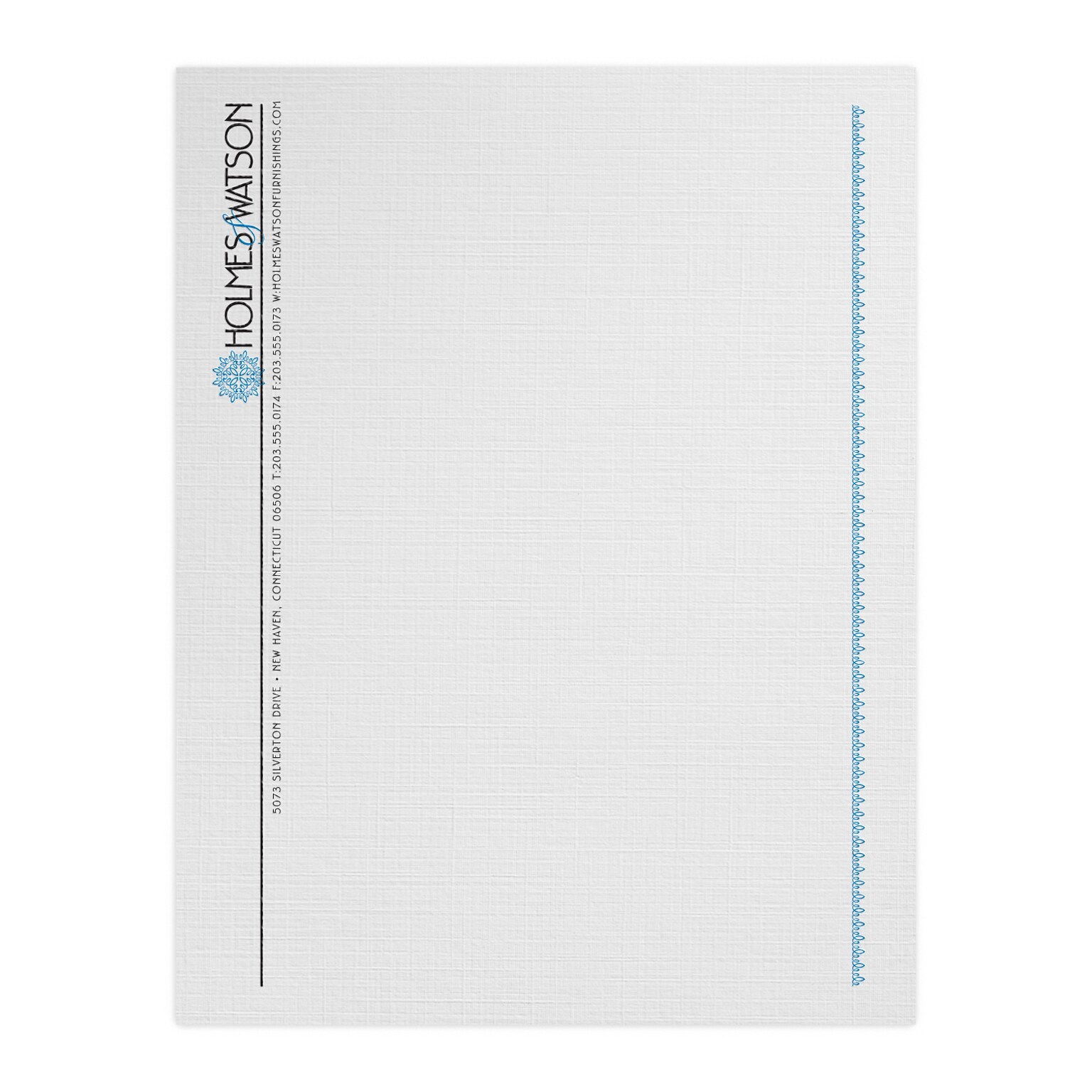 Custom 1 & 2 Color Letterhead, 8.5 x 11, CLASSIC® Linen Antique Gray 24# Stock, 2 Standard Inks, Raised Print
