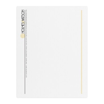 Custom 1 & 2 Color Letterhead, 8.5 x 11, 25% Cotton Writing 24# Stock, 1 Standard and 1 Custom Ink