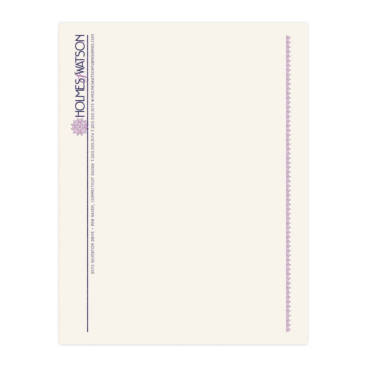 Custom 1 & 2 Color Letterhead, 8.5 x 11, ENVIRONMENT® Natural White 24# Stock, 2 Custom Inks, Raised Print