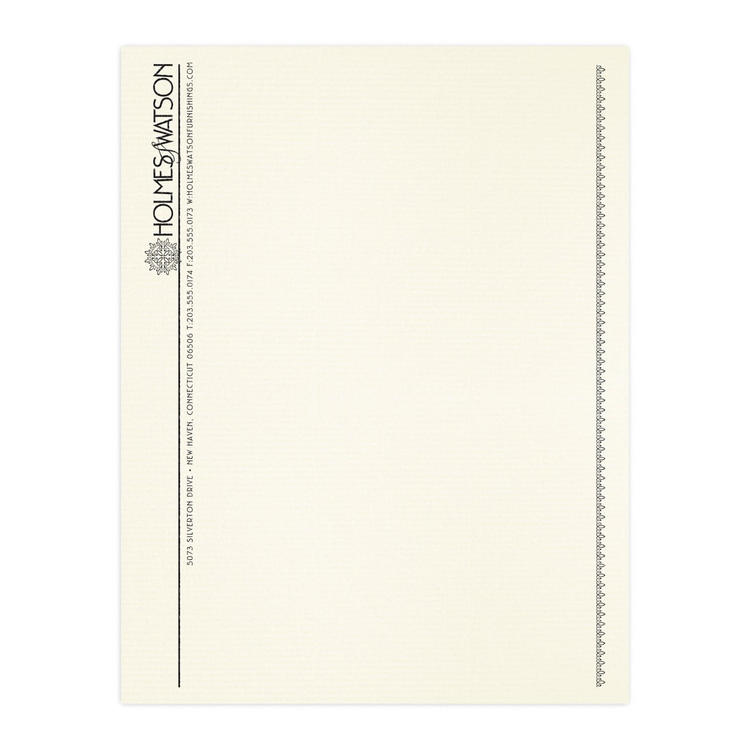 Custom 1 & 2 Color Letterhead, 8.5 x 11, CLASSIC® Laid Baronial Ivory 24# Stock, 1 Standard Ink, Raised Print