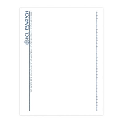 Custom 1 & 2 Color Letterhead, 8.5 x 11, CLASSIC CREST® Solar White 24# Stock, 1 Custom Ink, Raise