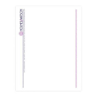 Custom 1 & 2 Color Letterhead, 8.5 x 11, CLASSIC CREST® Solar White 24# Stock, 2 Custom Inks, Rais