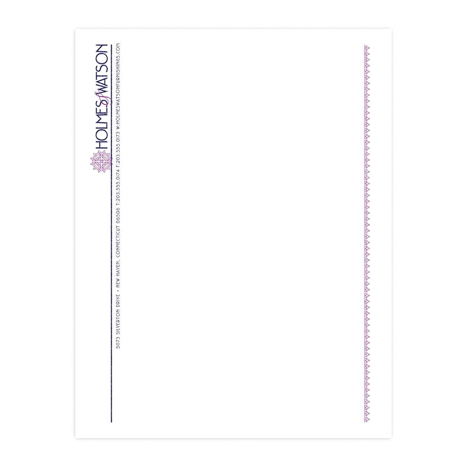 Custom 1 & 2 Color Letterhead, 8.5 x 11, CLASSIC CREST® Solar White 24# Stock, 2 Custom Inks, Raised Print