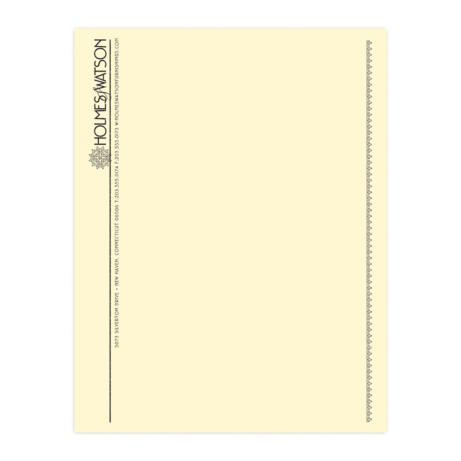 Custom 1 & 2 Color Letterhead, 8.5 x 11, CLASSIC CREST® Baronial Ivory 24# Stock, 1 Standard Ink, Raised Print