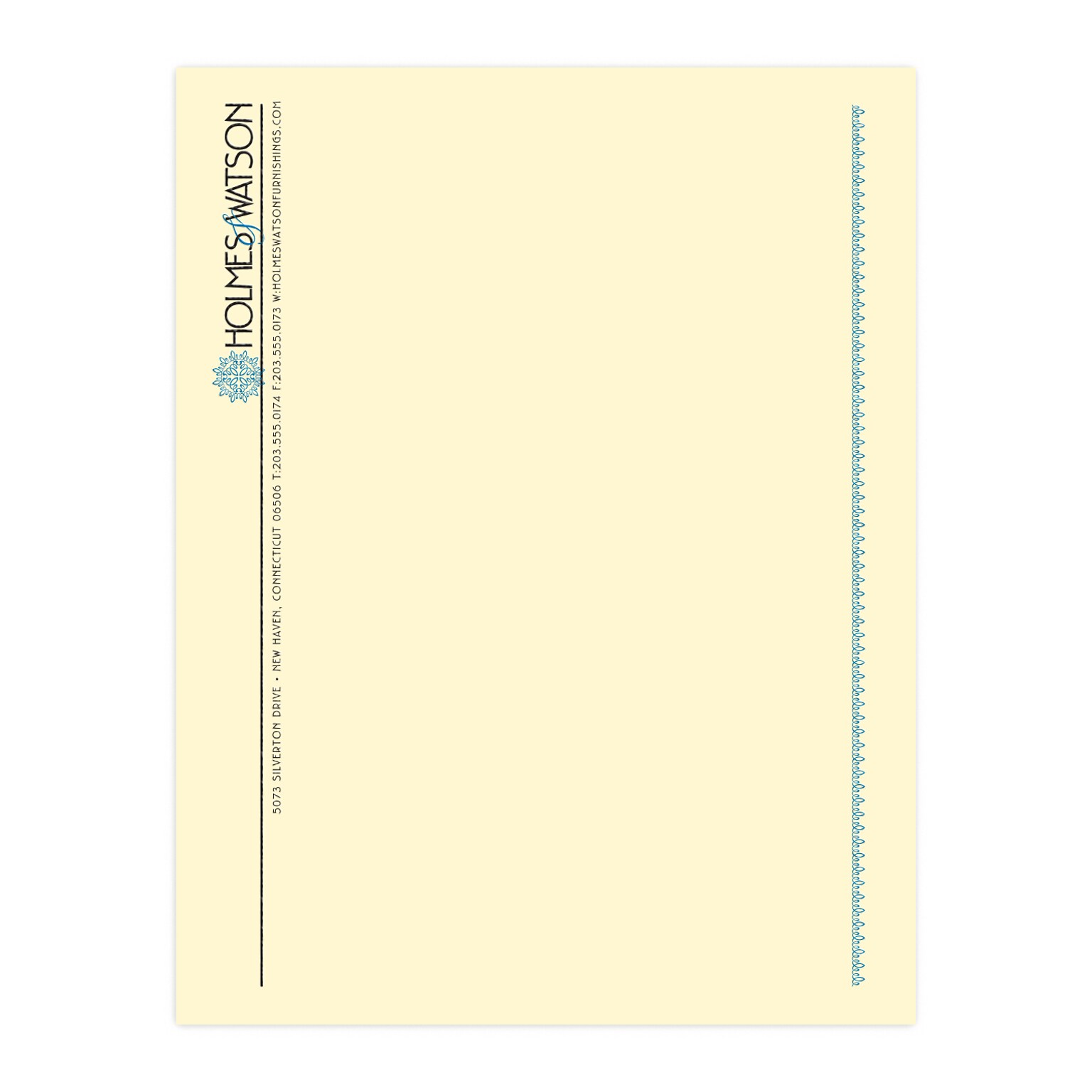 Custom 1 & 2 Color Letterhead, 8.5 x 11, CLASSIC CREST® Baronial Ivory 24# Stock, 2 Standard Inks, Raised Print