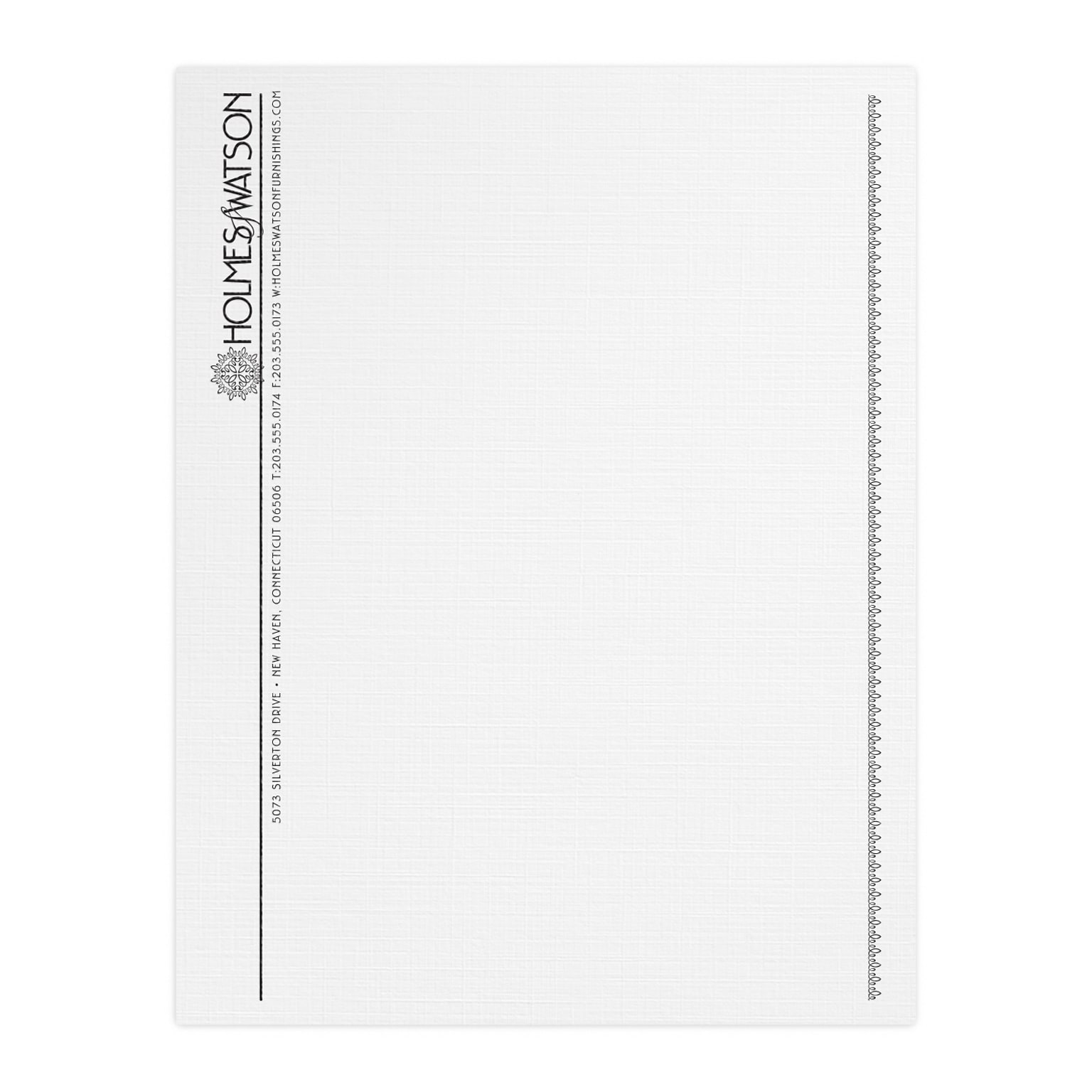 Custom 1 & 2 Color Letterhead, 8.5 x 11, CLASSIC® Linen Solar White 24# Stock, 1 Standard Ink, Raised Print