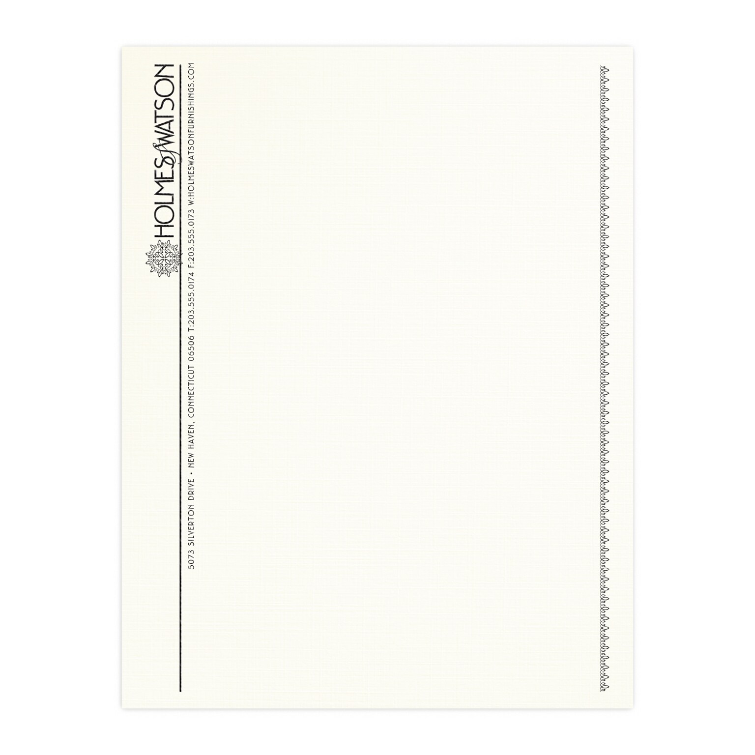 Custom 1 & 2 Color Letterhead, 8.5 x 11, CLASSIC® Linen Natural White 24# Stock, 1 Standard Ink, Raised Print