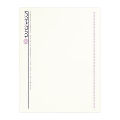 Custom 1 & 2 Color Letterhead, 8.5 x 11, CLASSIC® Linen Natural White 24# Stock, 2 Custom Inks, Ra