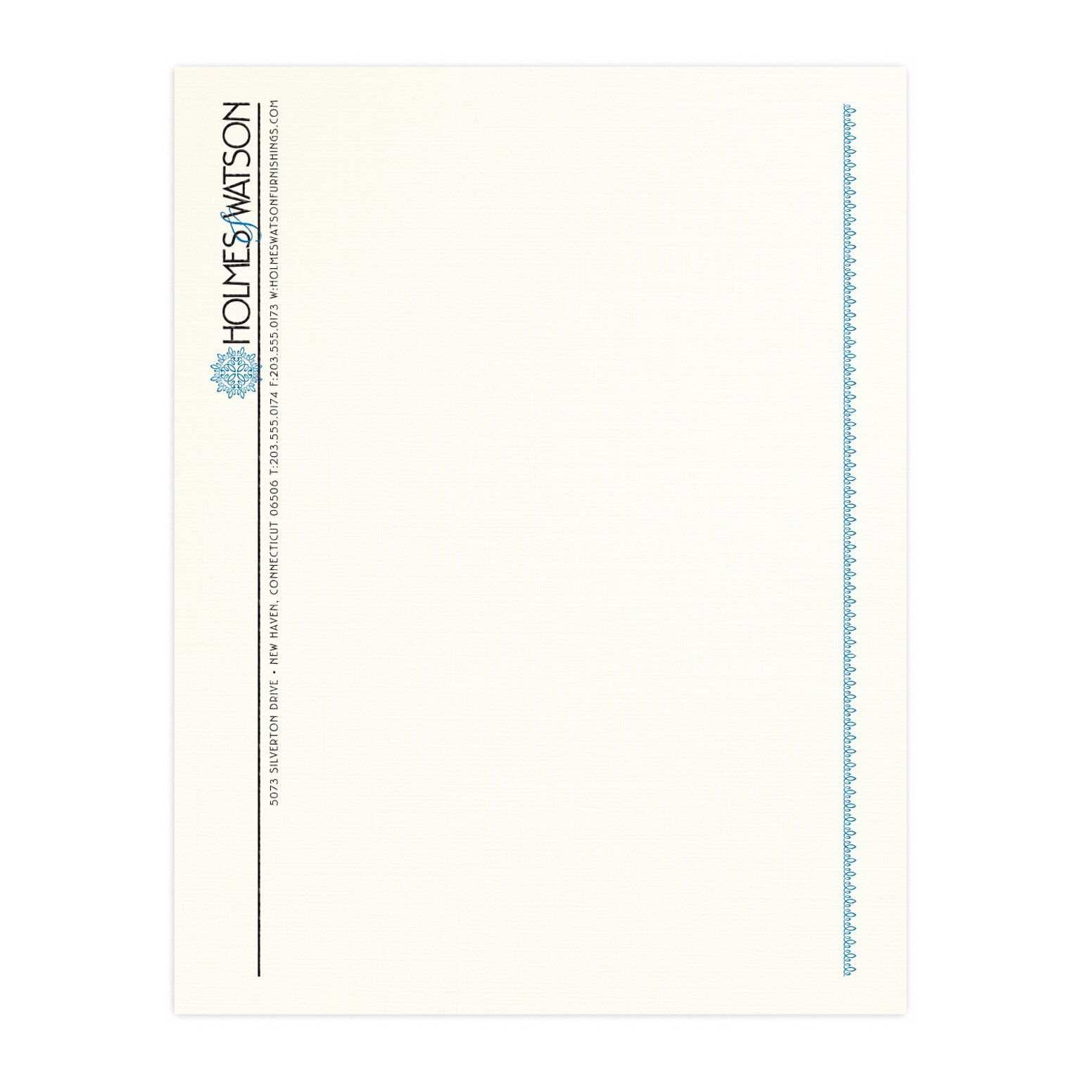 Custom 1 & 2 Color Letterhead, 8.5 x 11, CLASSIC® Linen Natural White 24# Stock, 2 Standard Inks, Raised Print