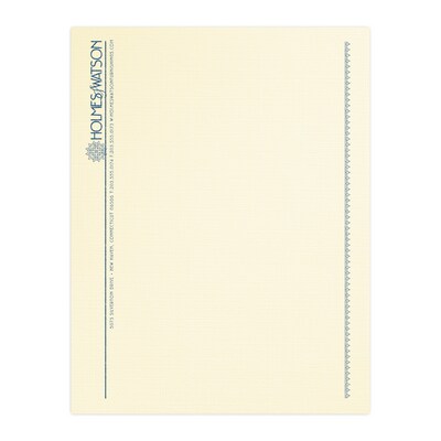 Custom 1 & 2 Color Letterhead, 8.5 x 11, CLASSIC® Linen Baronial Ivory 24# Stock, 1 Custom Ink, Ra