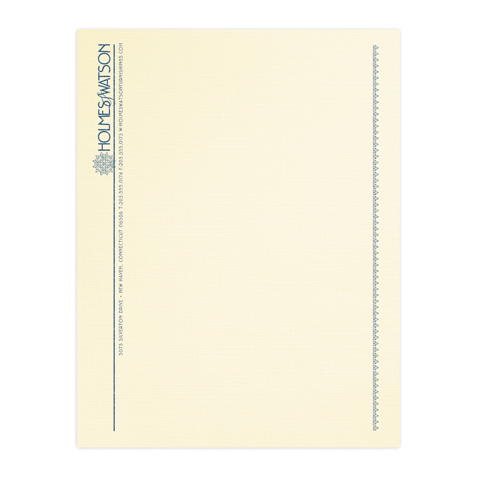 Custom 1 & 2 Color Letterhead, 8.5 x 11, CLASSIC® Linen Baronial Ivory 24# Stock, 1 Custom Ink, Raised Print