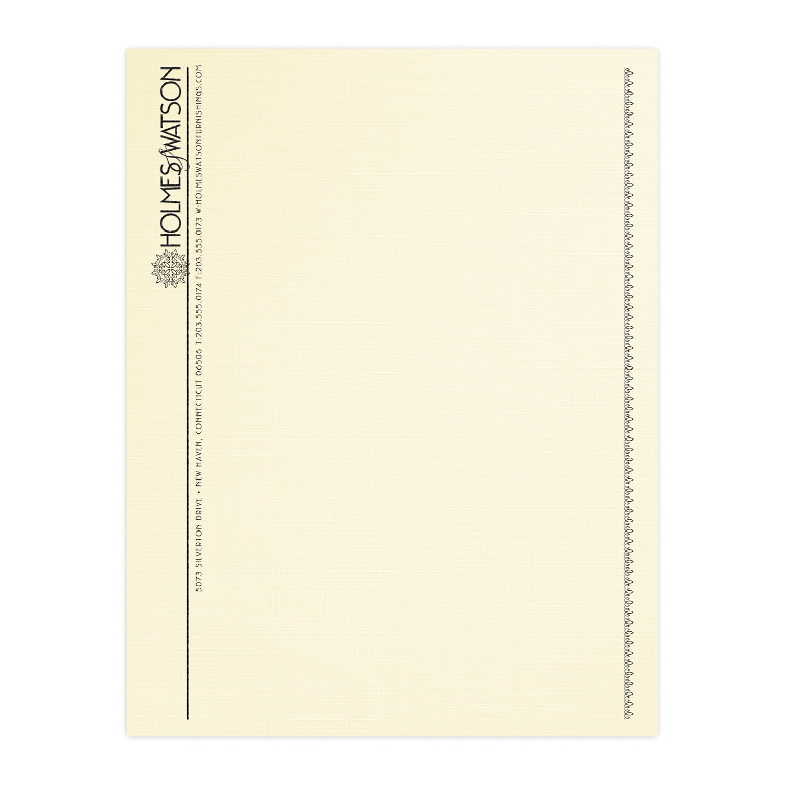 Custom 1 & 2 Color Letterhead, 8.5 x 11, CLASSIC® Linen Baronial Ivory 24# Stock, 1 Standard Ink, Raised Print