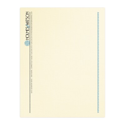 Custom 1 & 2 Color Letterhead, 8.5 x 11, CLASSIC® Linen Baronial Ivory 24# Stock, 2 Standard Inks,