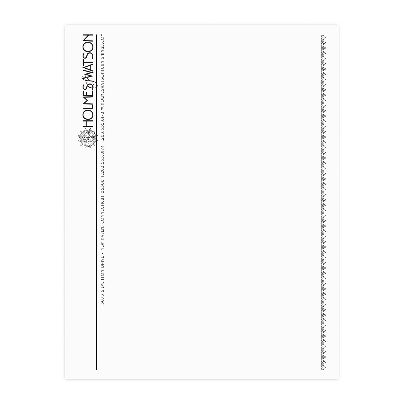 Custom 1 & 2 Color Letterhead, 8.5 x 11, Economy White Smooth 24# Stock, 1 Standard Ink, Flat Print