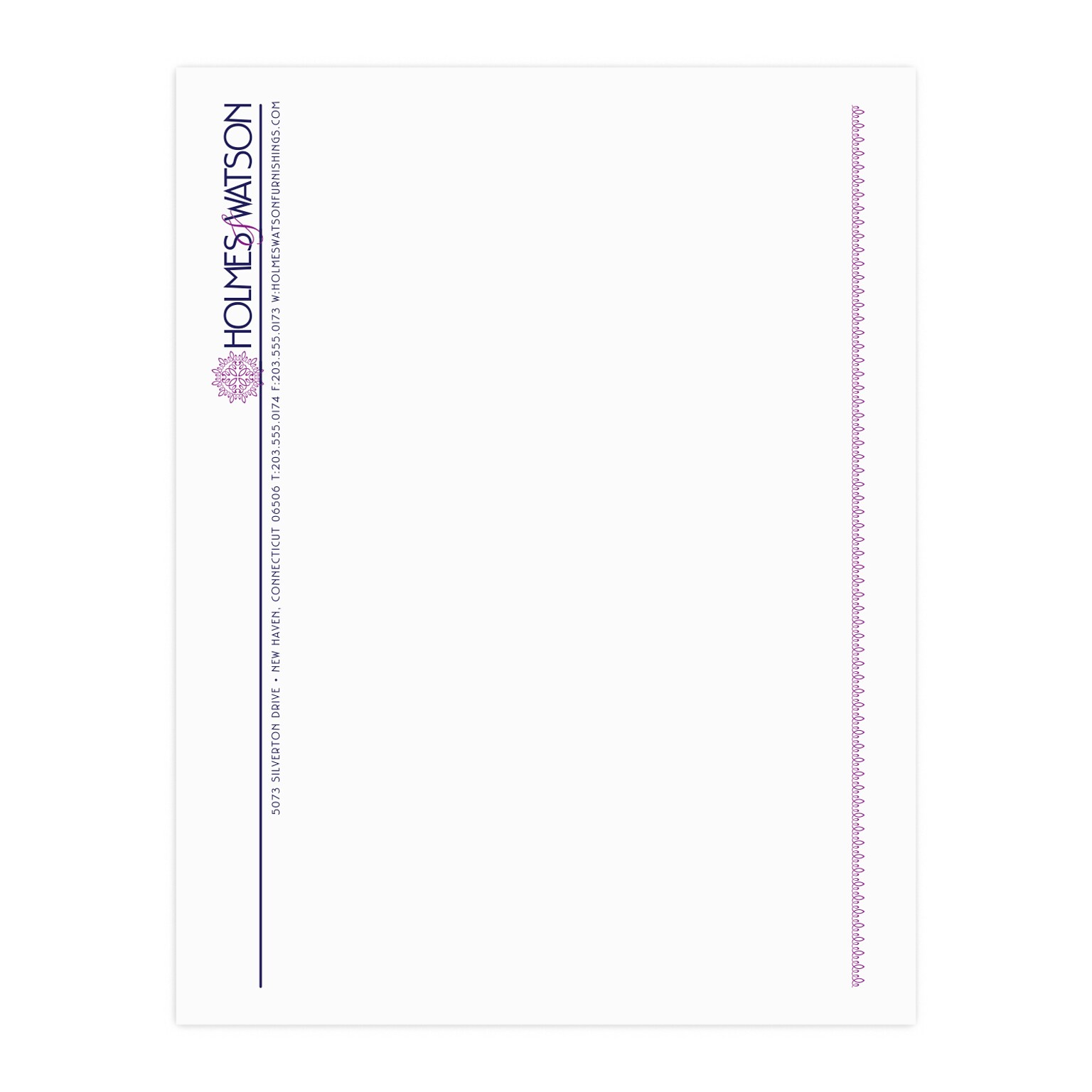 Custom 1 & 2 Color Letterhead, 8.5 x 11, Economy White Smooth 24# Stock, 2 Custom Inks, Flat Print