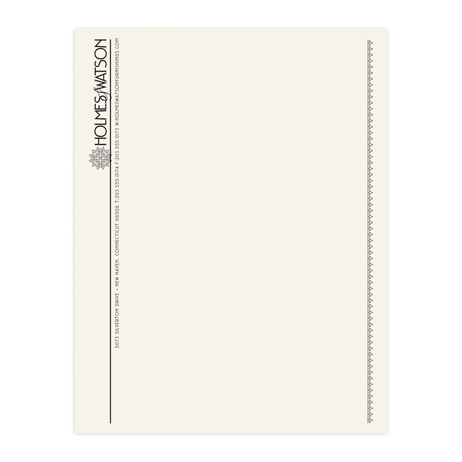 Custom 1 & 2 Color Letterhead, 8.5 x 11, ENVIRONMENT® Natural White 24# Stock, 1 Standard Ink, Flat Print