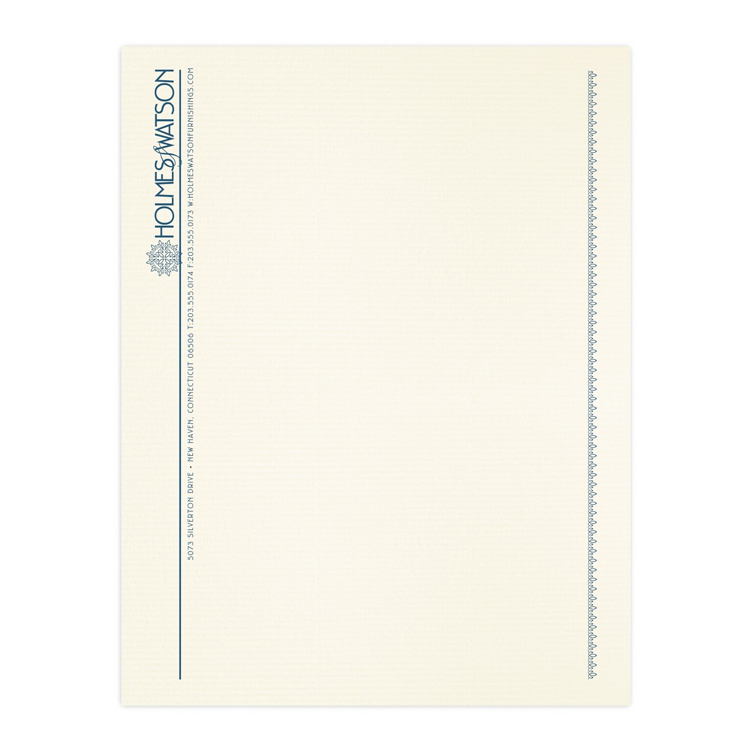 Custom 1 & 2 Color Letterhead, 8.5 x 11, CLASSIC® Laid Baronial Ivory 24# Stock, 1 Custom Ink, Flat Print